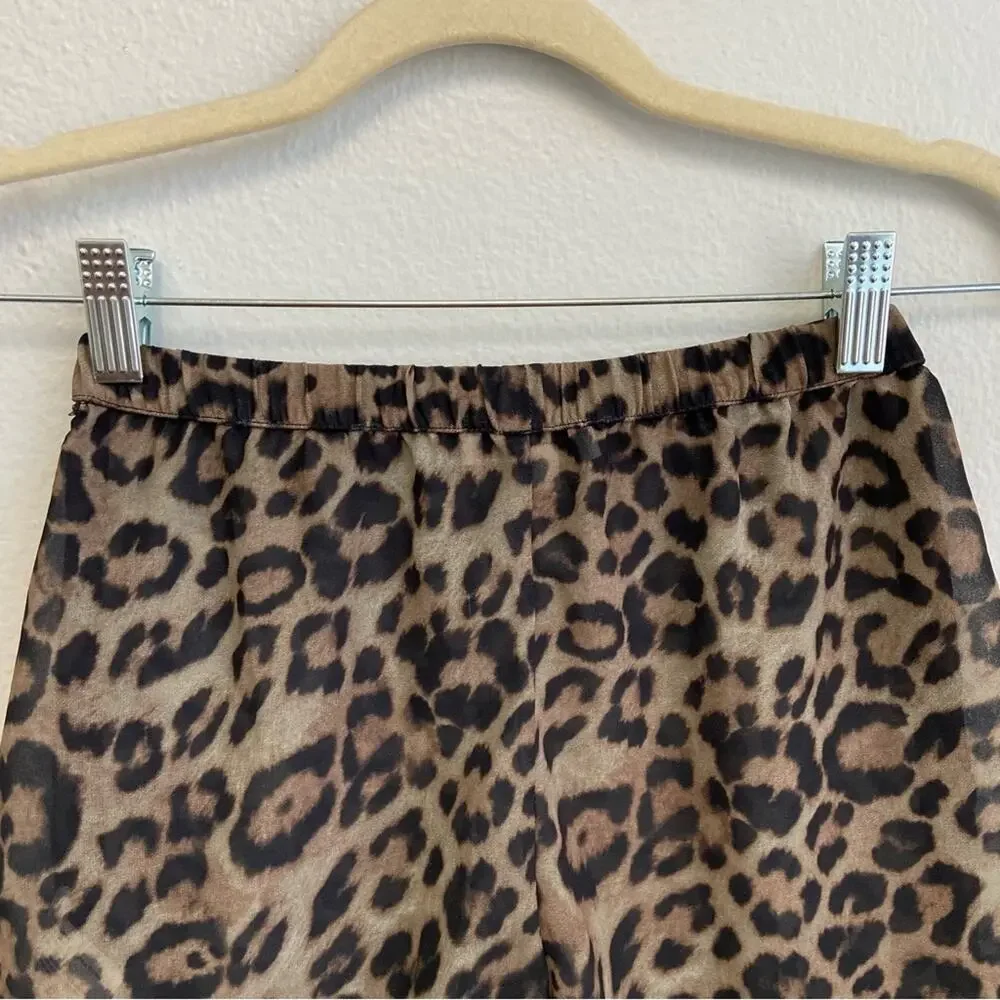 New Aiello by Frankie’s Bikinis Leopard Print Ruched Sheer Shorts Coverup XS